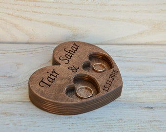 Personalized Wood Wedding Ring Bearer Pillow, Rustic Wedding Ring Holder, Wood Heart Ring Bearer, Rustic Wedding Decor