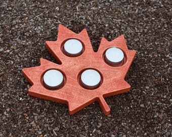 Advent Wood Candle Holder in Shape of Canada Maple Leaf Patriotic Home Decor Rustic Tea Light Candleholder, Rustic Wedding Table Fall Decor