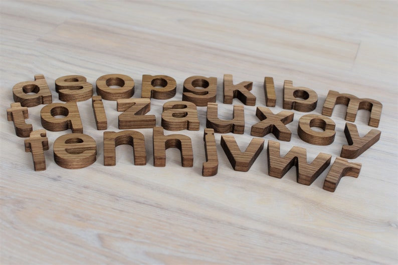 Oak Wood Alphabet Letters English Lowercase Letters ABC Learning Toy ...