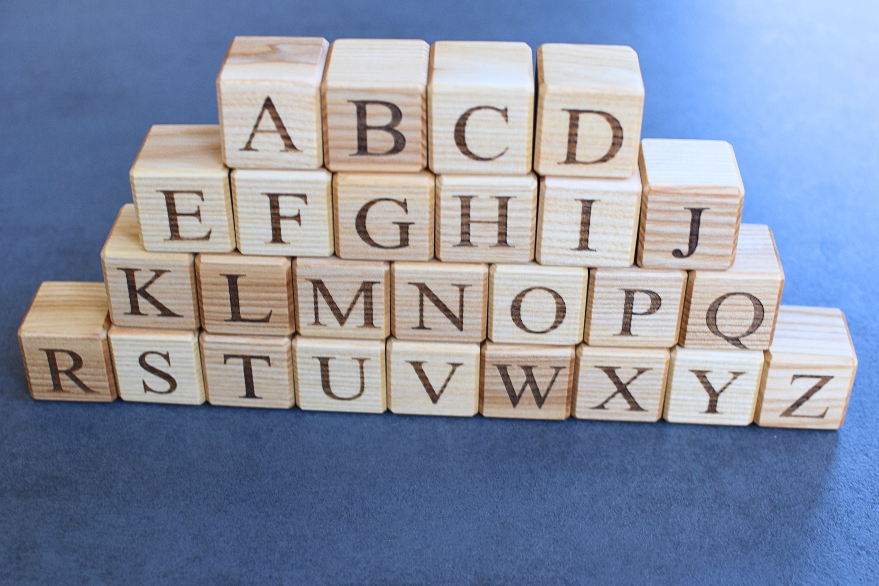 Engraved Block Letters 26 English Alphabet Wooden Blocks, Toy Blocks With English Letters ...