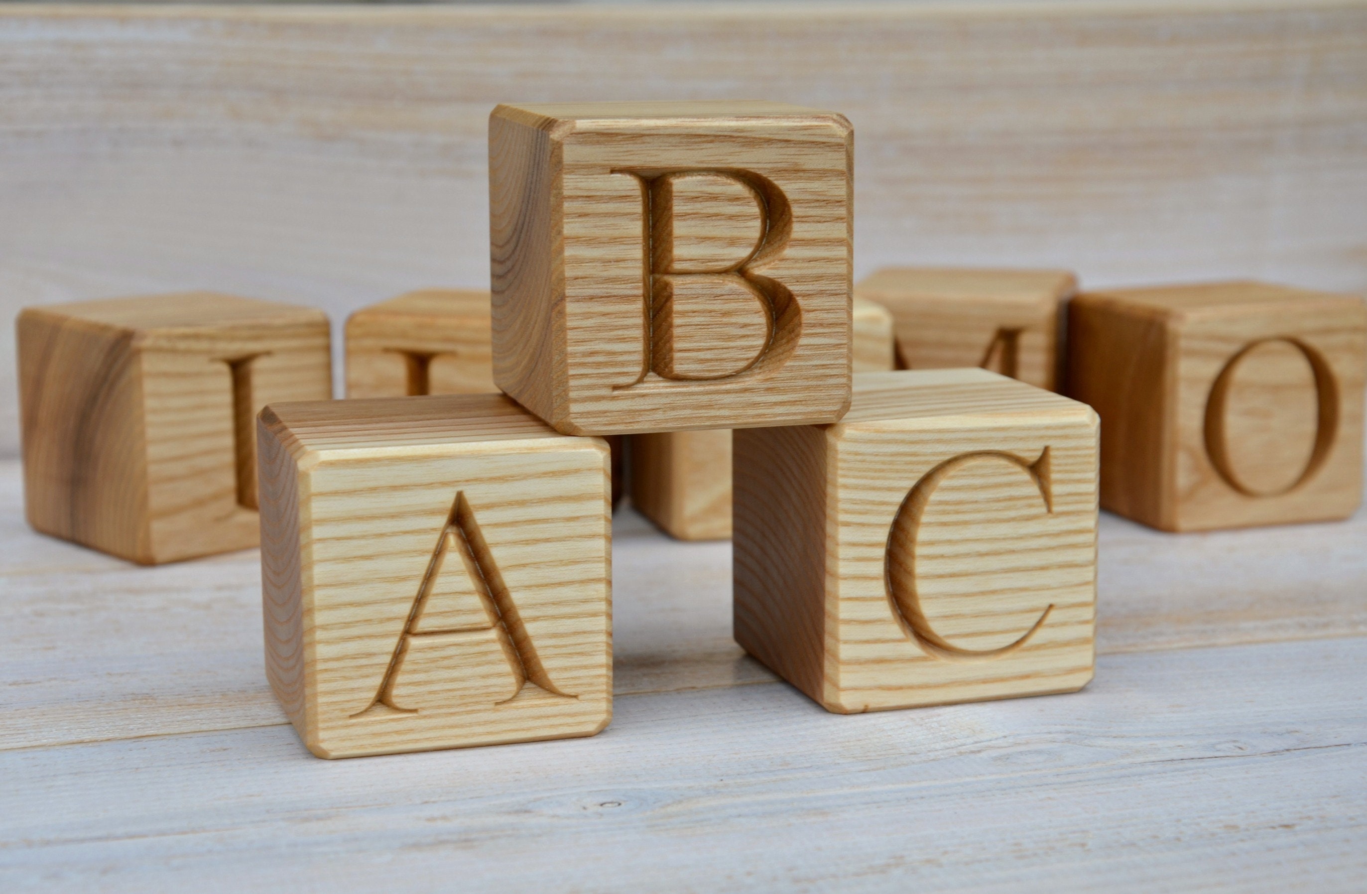 2'' large 26 Wooden Alphabet Block English ABC Blocks | Etsy