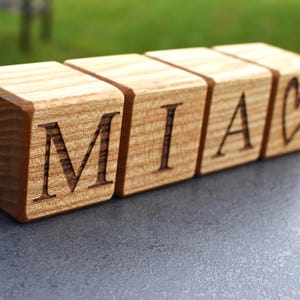 1.6'' Personalized Wood Blocks, Baby Name Blocks, Laser Engraved Blocks Birthday Baby Shower Gift Kids, Wood Alphabet Letter ABC Nursery