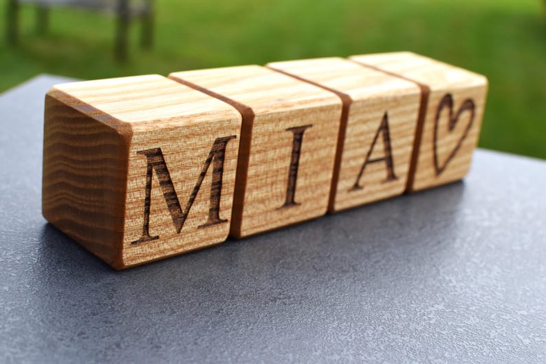 Engraved Block Letters 1.6'' Personalized Wood Blocks, Baby Name Blocks, Laser Engraved Blocks ...