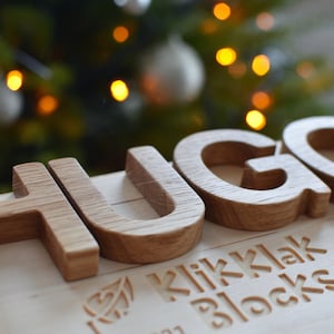 Letras pequeñas de madera de roble, letras de madera natural, decoración del hogar para guardería, regalo para baby shower, decoración rústica para bodas, decoración navideña, letras de pared de juguete ecológico