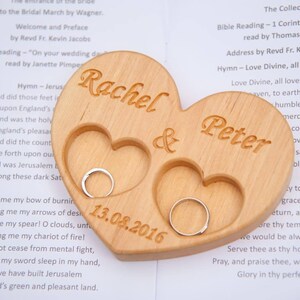 Personalized Wood Ring Box, Wedding Ring Bearer Pillow, Rustic Wedding Ring Holder, Wood Heart Ring Bearer, Rustic Wedding Decor