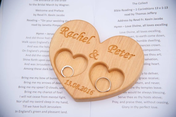 Personalized Wood Ring Box Wedding Ring Bearer Pillow Rustic Etsy
