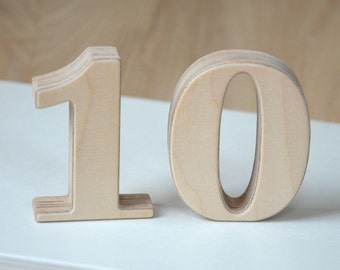 1-15 3'' Small Wooden Numbers, Free Standing Wedding Table Numbers for Decor, Stand Alone Cafe or Restaurant Table Numbers, Photo Props