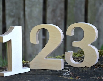 1-6 5 inches Wooden Numbers, Free Standing Wedding Table Numbers for Decor, Stand Alone Cafe or Restaurant Table Numbers, Photo Props