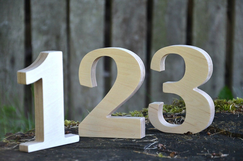 SALE 1-15 4 inches Wooden Numbers, Free Standing Wedding Table Numbers for Decor, Stand Alone Cafe or Restaurant Table Numbers, Photo Props image 3