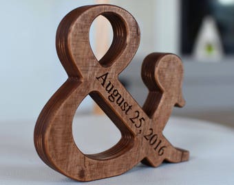 8'' Personalized Wood Ampersand Free Standing Wooden Letter Ampersand Valentines Day or Wedding Gift Home Decor 5th Wedding Anniversary