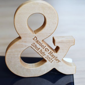 6'' Personalized Wood Ampersand Free Standing Wooden Letter Ampersand Valentines Day or Wedding Gift Home Decor 5th Wedding Anniversary
