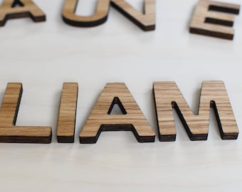 2 inches Small Oak Wood Letters Natural Wood Letters for Nursery or Home Decor Baby Shower Gift Rustic Wedding Decor Laser Cut Letters