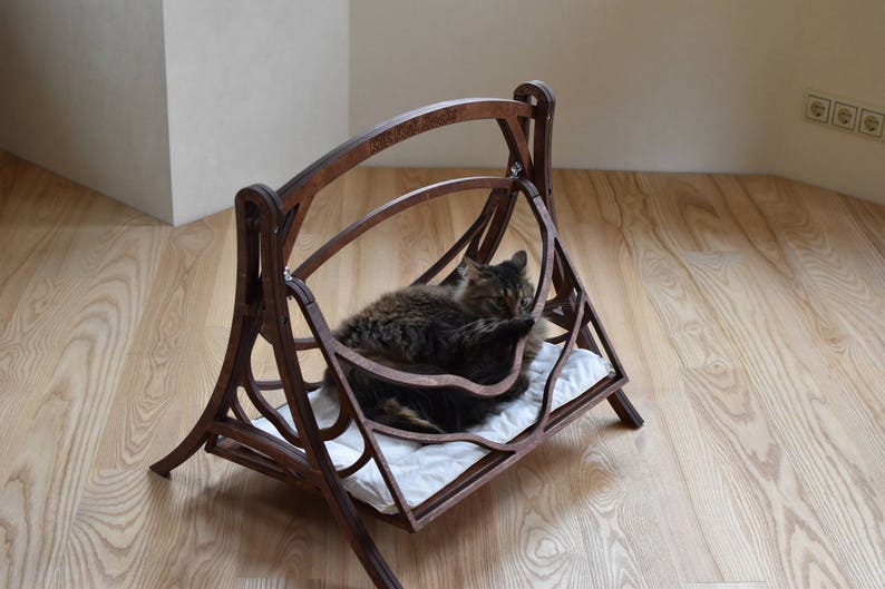 Cat Swings Bed Wood Cat Basket Wood Cat Hammock Pets Basket Etsy