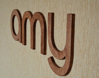 8'' Wall Wood Letters, Brown or Cherry Baby Nursery Letters, Custom Wood Home Decor, Wedding Decor, Wood Wall Decor