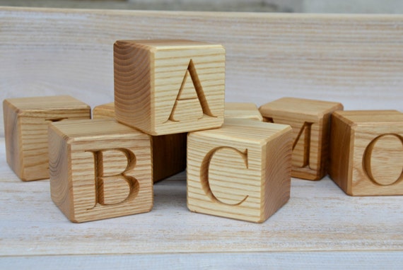 Natural Wooden Alphabet Letter Blocks for Toddlers and Kids