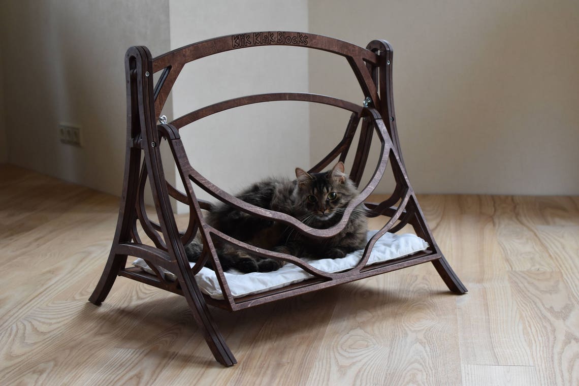 Cat Swings Bed Wood Cat Basket Wood Cat Hammock Pets Basket Etsy