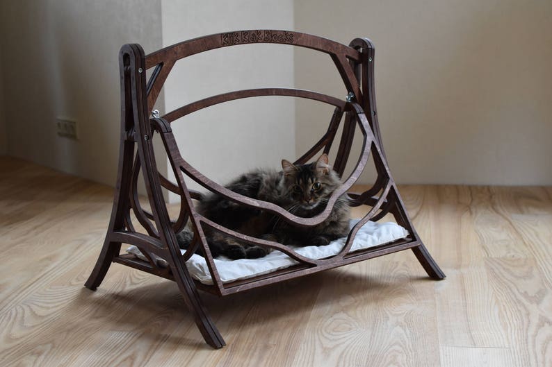 Cat Swings Bed Wood Cat Basket Wood Cat Hammock Pets Basket Etsy