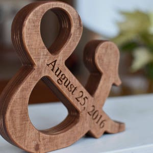 10'' Personalized Wood Ampersand Free Standing Wooden Letter Ampersand Valentines Day or Wedding Gift Home Decor 5th Wedding Anniversary