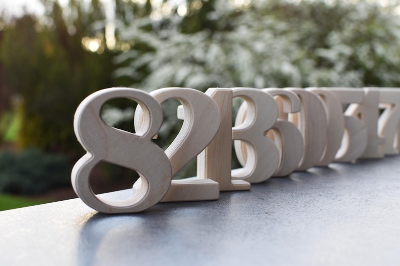 VENTE ! Numéros en bois de 1 à 10 5 pouces, numéros de table de mariage sur pied pour décorations, numéros de table de café ou de restaurant, accessoires de chambre de bébé ou de photo image 7