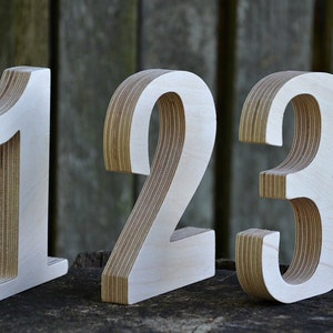 SALE 1-15 4 inches Wooden Numbers, Free Standing Wedding Table Numbers for Decor, Stand Alone Cafe or Restaurant Table Numbers, Photo Props image 1