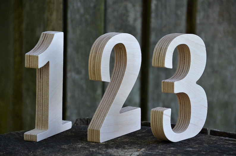 SALE 1-15 4 inches Wooden Numbers, Free Standing Wedding Table Numbers for Decor, Stand Alone Cafe or Restaurant Table Numbers, Photo Props image 1