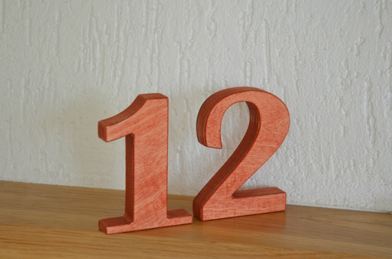 SALE 1-10 5'' Cherry Wooden Table Numbers, Free Standing Wedding Table Number for Rustic Wedding, Stand Alone Cafe or Restaurant Numbers