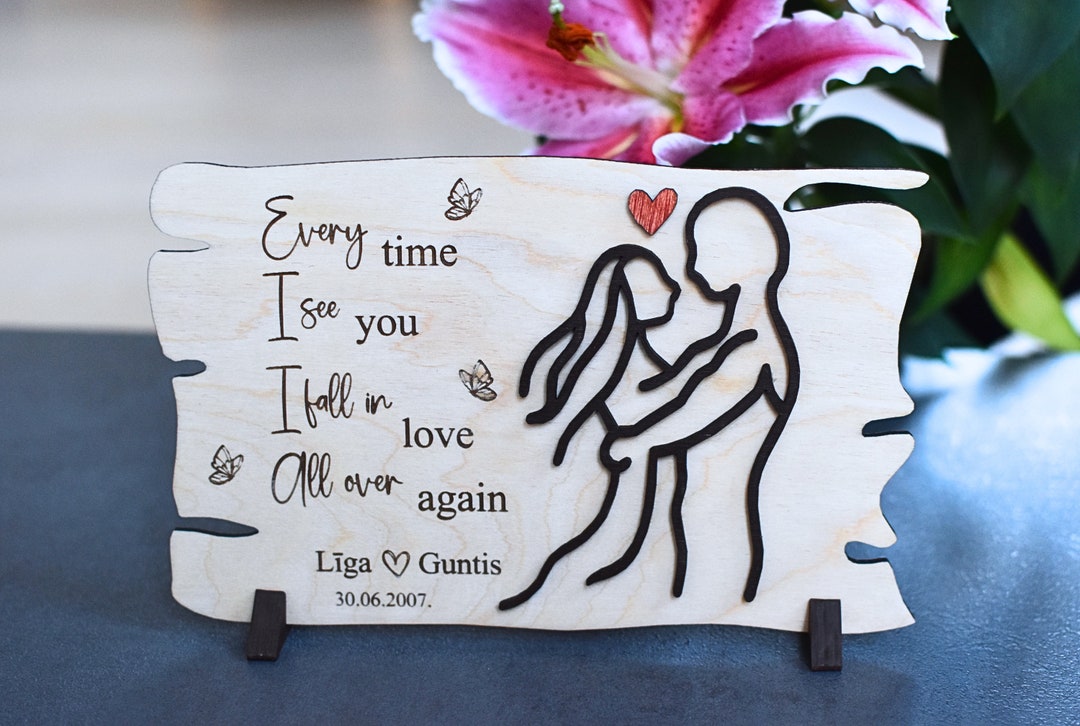 Personalized Valentines Day Wood Card 5th Wedding Anniversary Card ...