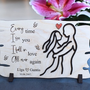 Personalized Valentines Day Wood Card 5th Wedding Anniversary Card Birthday Card Engraved Love Text Greeting Card