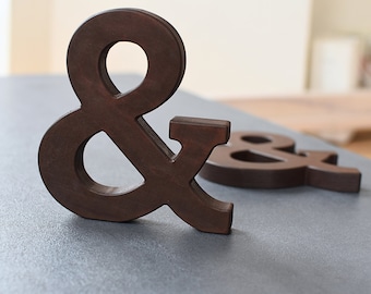 Wood Ampersand Free Standing Wooden Letter Brown Ampersand Valentines Day or Wedding Gift Home Decor 5th Wedding Anniversary