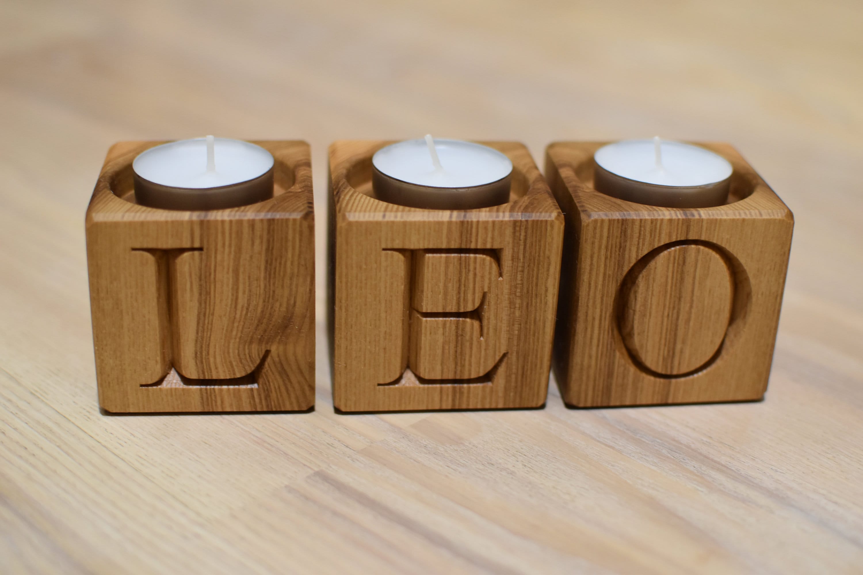 Personalized Wood Candle Holder Block Home Decor Tealight Etsy