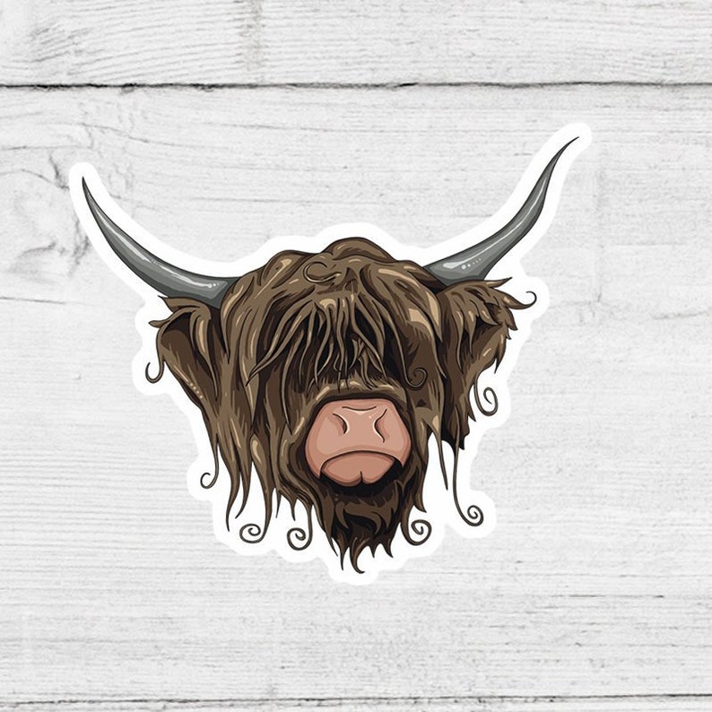 Highland Cow Sticker 10cm Approx Cute Farm Animal Vinyl Etsy