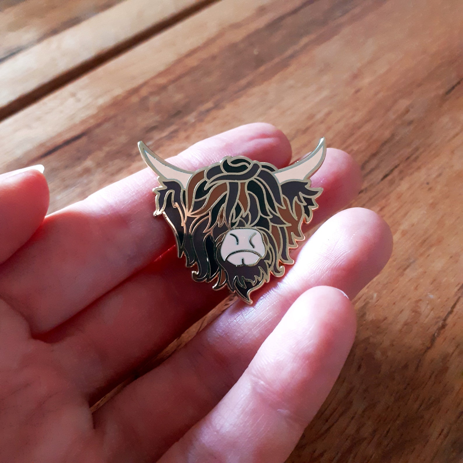 Highland Cow Enamel Pin Badge Hard Enamel Cow Badge Luxury Etsy