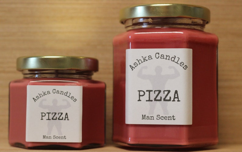 Small PIZZA Candle 4oz jar Great for any man cave Man scent image 1