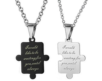 Waiting For You - Couples Necklace / Personalized Jewelry / Engraved Necklace / Anniversary Gifts / Couples Gift / Personalized Necklace
