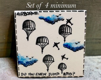 Drink Coaster of Airborne Division, Coaster Set of US Army Military Gift,  Retirement Gift of American Soldier Grunt Style