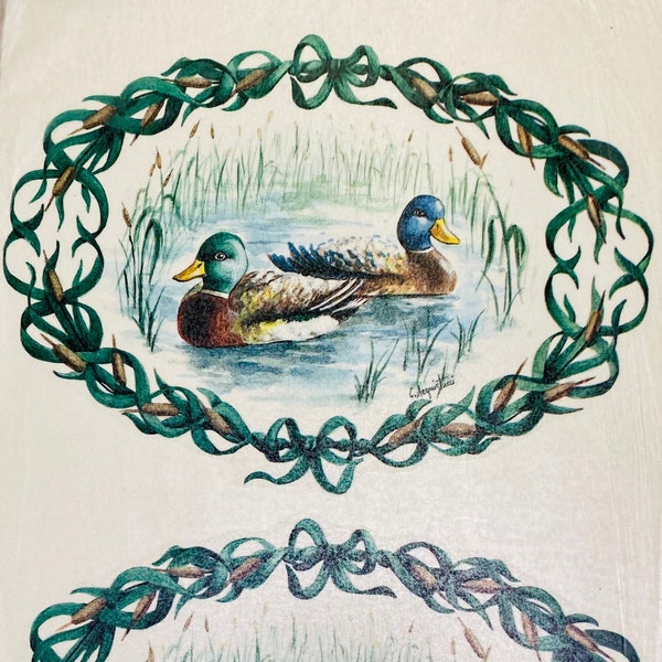 duck overglaze decal, pottery transfer, vintage style goose, lake with duck, ceramic decoration tool, waterslide transfer, coloured decal