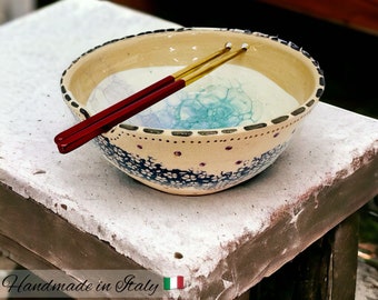 Ramen bowl, Noodle cup, Chopstick bowl, Asian cooking, Minimalist style, Dinner party, Japanese cuisine, Made in Italy, Ceramic artist