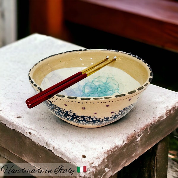 Ramen bowl, Noodle cup, Chopstick bowl, Asian cooking, Minimalist style, Dinner party, Japanese cuisine, Made in Italy, Ceramic artist