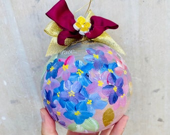 Fairy xmas ball, flowers xmas ornament, floral ornament, hand painted christmas ball, handmade   pottery, lgbtq ornament, colorful christmas