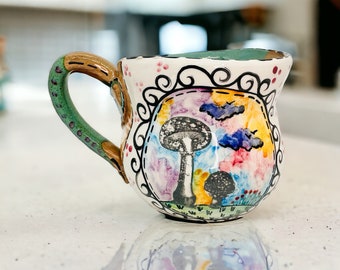 Mushroom mug, Witches brew mug, Made in Italy, Ceramic mushroom, Gifts for coffee lovers, Clay cup, Pottery coffee mug, ceramic artist