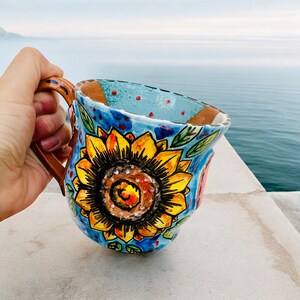 Sunflower Cup, Yellow Spring Flowers, Best Coffee Mug, Made in Italy, Sunflower Coffee Mug, Italy Souvenirs, Florist Gift