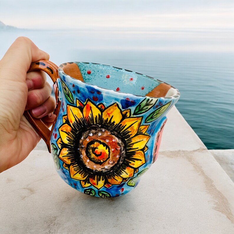 Sunflower Cup, Yellow Spring Flowers, Best Coffee Mug, Made in Italy, Sunflower Coffee Mug, Italy Souvenirs, Florist Gift