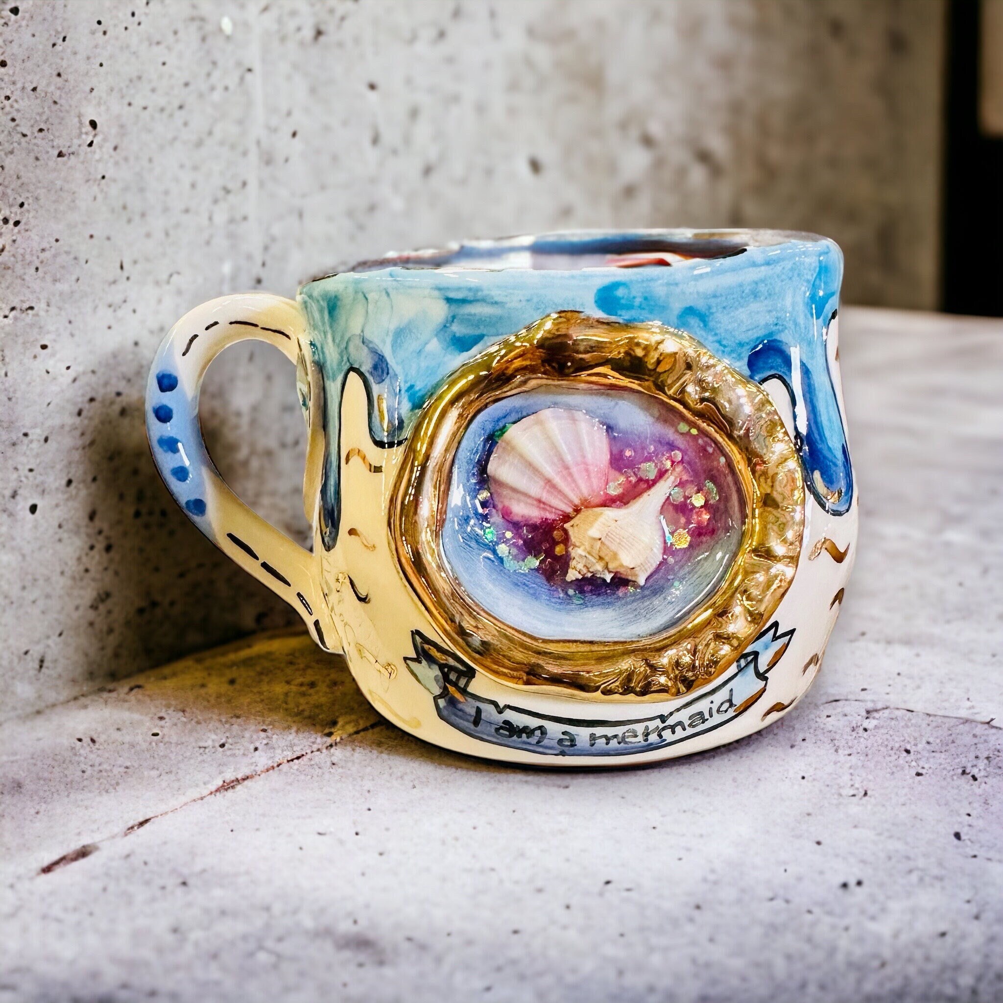 Ceramic Espresso Mug - Handmade - Seashell Glaze - InFerment
