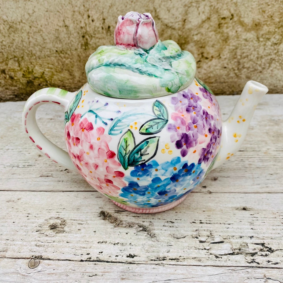 Ceramic Flower Teapot Hydrangea Pottery Teapot Fairy Teapot Etsy