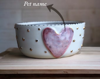 Ceramic Dog Bowl with Heart, Pottery Cat Dish for Animal Feeder, Pet  Gifts for Dog lovers, Food Dish for Rabbit or Guinea Pig Made in Italy