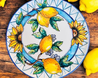 Hand-painted Italian Ceramic Plates – Set of 4, Tuscan Lemon