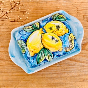 Butter Dish, Amalfi Lemons, Italy Souvenir, Butter Container, Made in Italy, Tray with Lid, Handmade Ceramics, Tuscan Decor