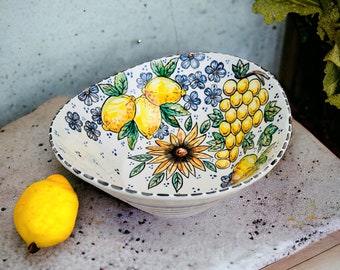 Large salad bowls, Mixing bowl, Amalfi lemons, Italian ceramics, Ceramic pasta bowl, Cooking gift, Made in Italy, Tuscan style