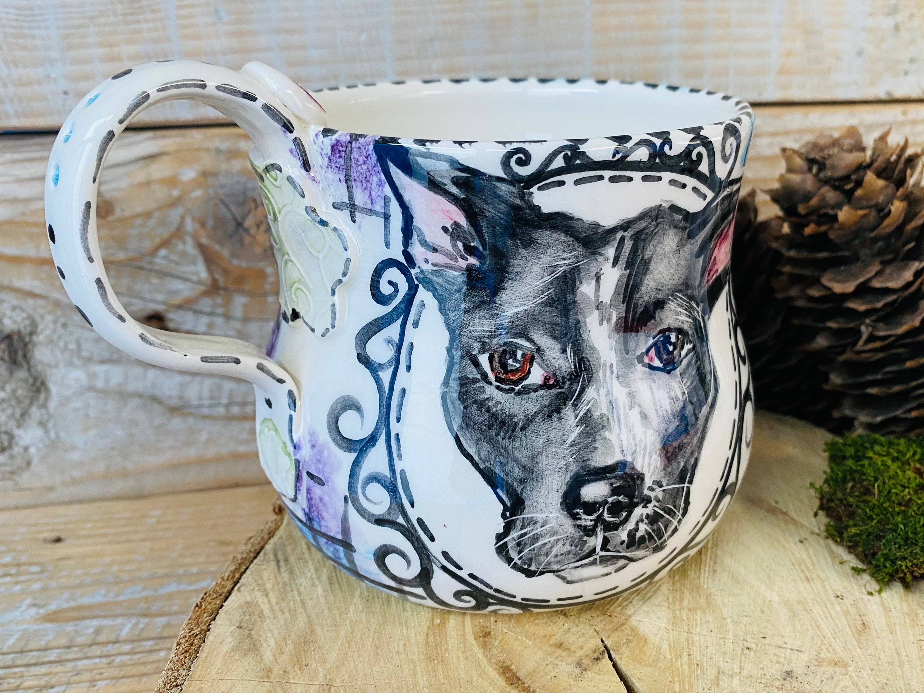 Dog portrait mug custom painting from photo gifts for pet Etsy