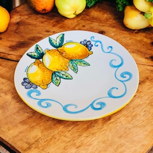 Italian Ceramic Dinner Set with Amalfi Lemons, Made in Italy, Hand Painted Plate Set, Tuscany Italy, Newly Married Gift